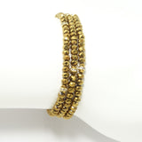 Metallic Gold/Gold Crystal Triple Wrap Bracelet