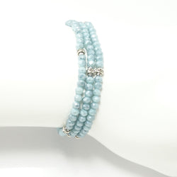 Baby Blue/Silver Crystal Triple Wrap Bracelet