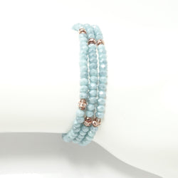 Baby Blue/Rose-Gold Crystal Triple Wrap Bracelet