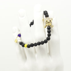 Black Lava/Gold Rhinestone Skull