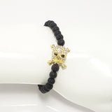 Black Lava/Gold Rhinestone Skull