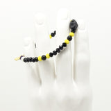 Black and Yellow/Black Matte Skull Men's Bracelet