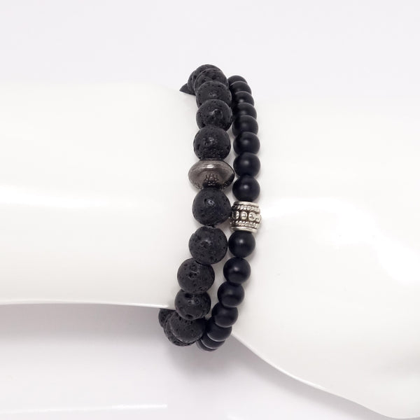 Men's Black Bracelet Set