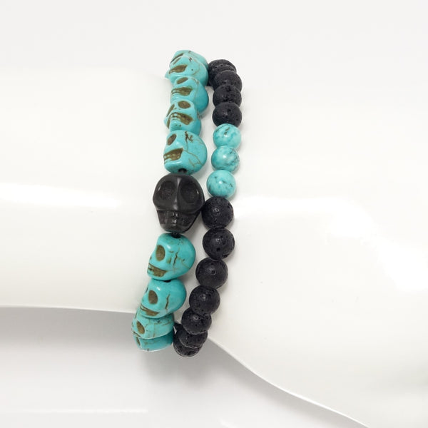 Turquoise Skull Bracelet Set