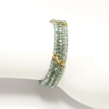 Sheer Green Gold Crystal Triple Wrap Bracelet